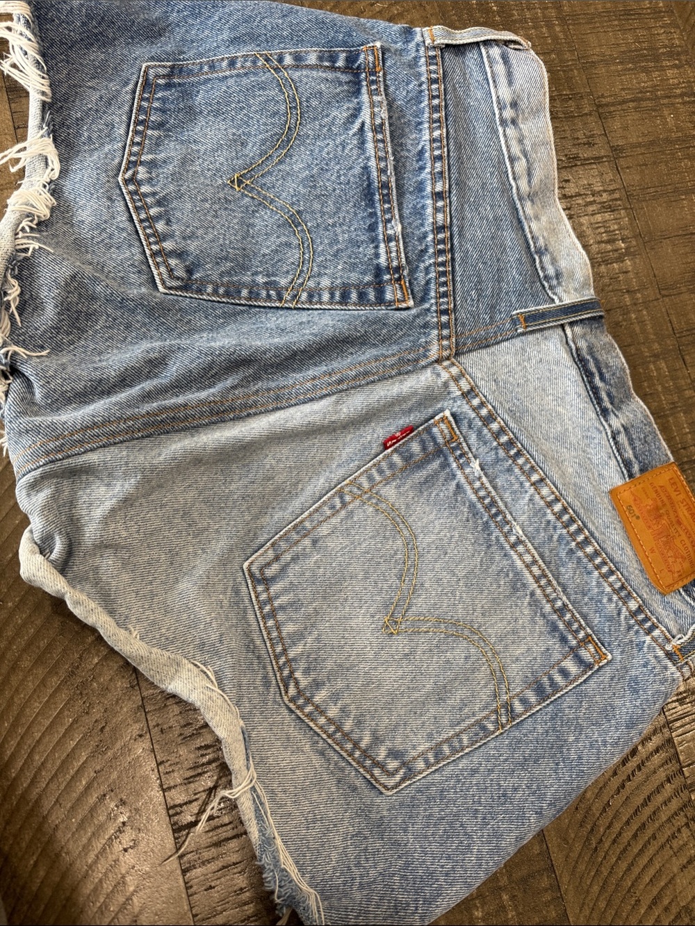Light Wash Distressed Denim Cutoff Shorts